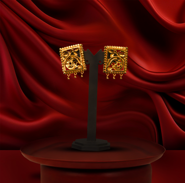 24K Gold-Plated - Signature Ethnic Gold Choker Set with Designer Statement Earrings