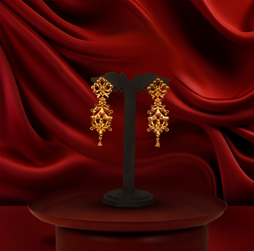 24K Gold-Plated - Premium Heritage Gold Necklace Set With Pink Stone Detailing Earrings