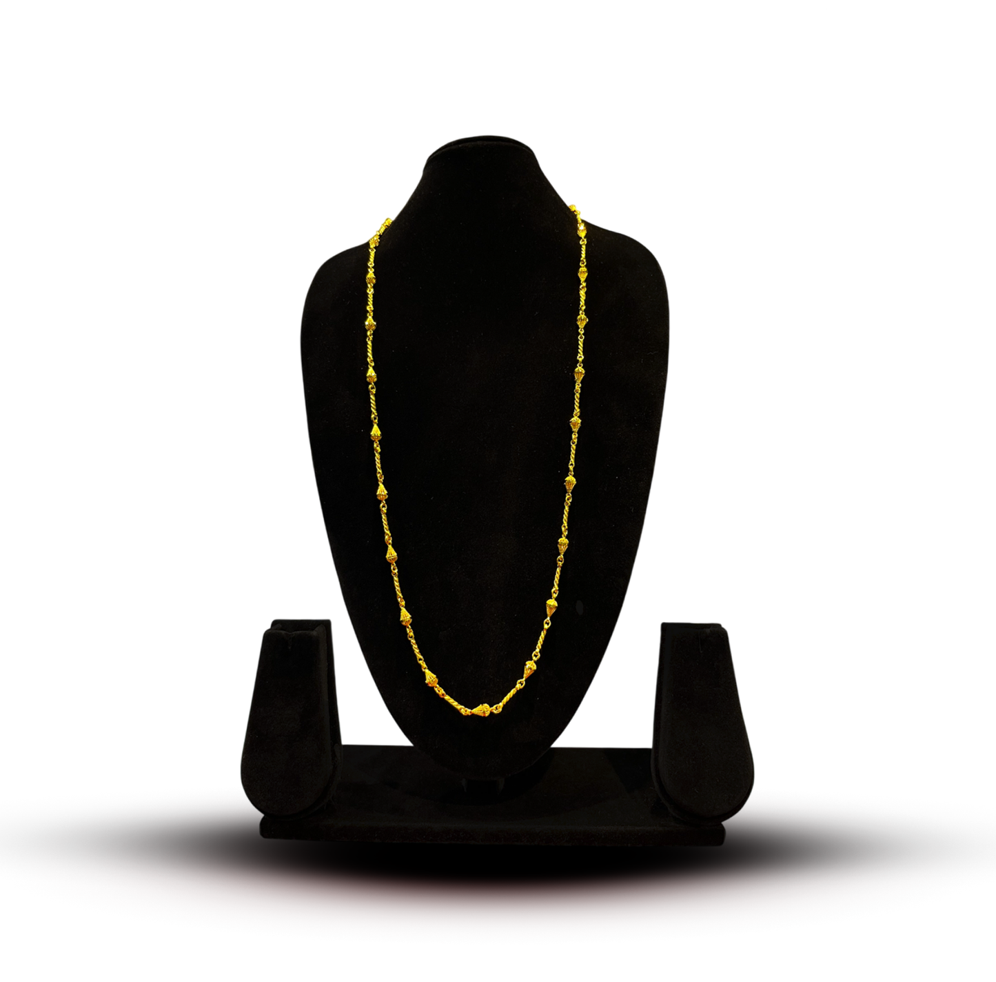 24K Gold-Plated - Designer Beaded Long Chain for Women – Textured Matar Mala