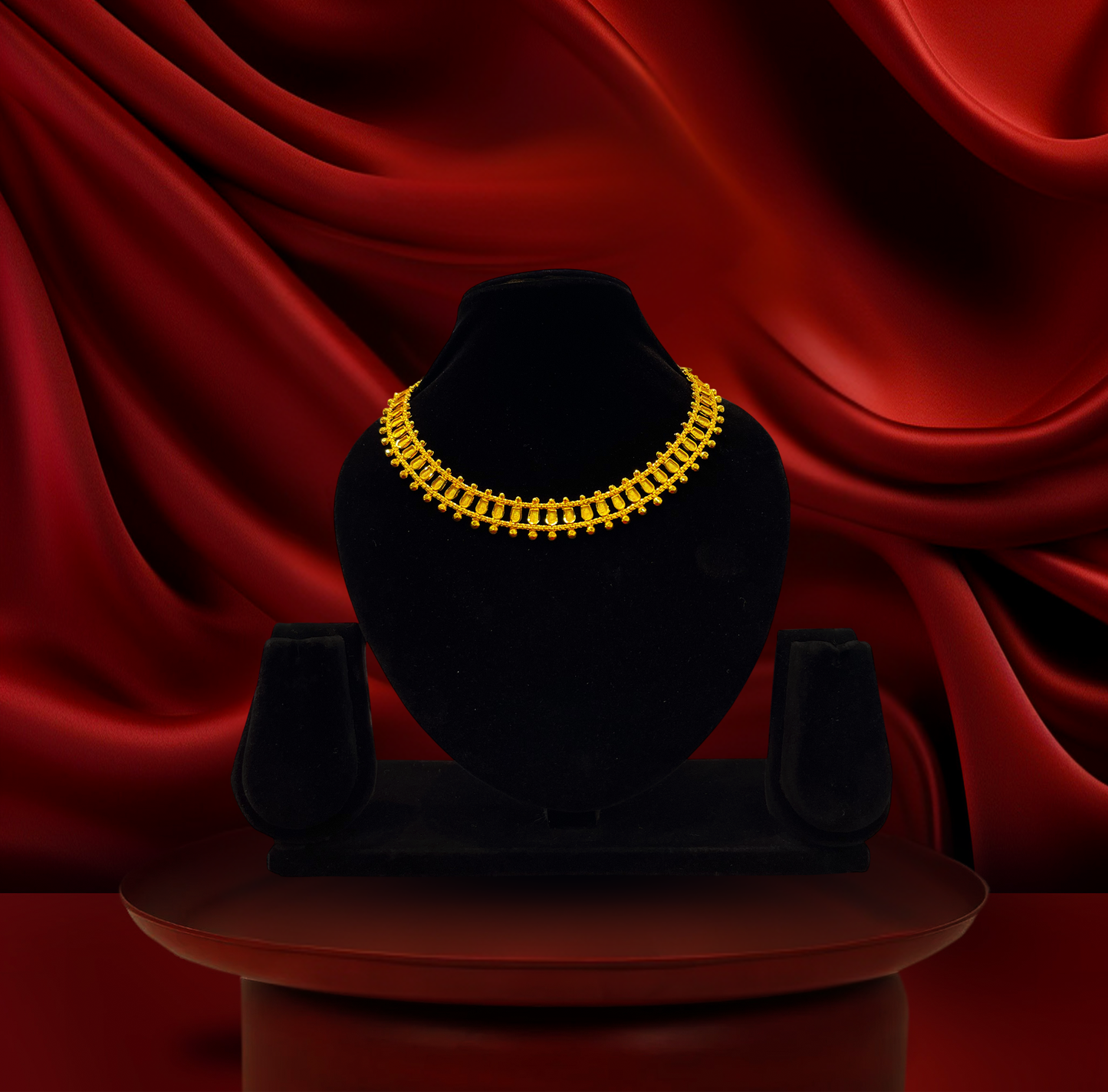 24K Gold-Plated - Bengali Traditional Necklace Set with Earrings