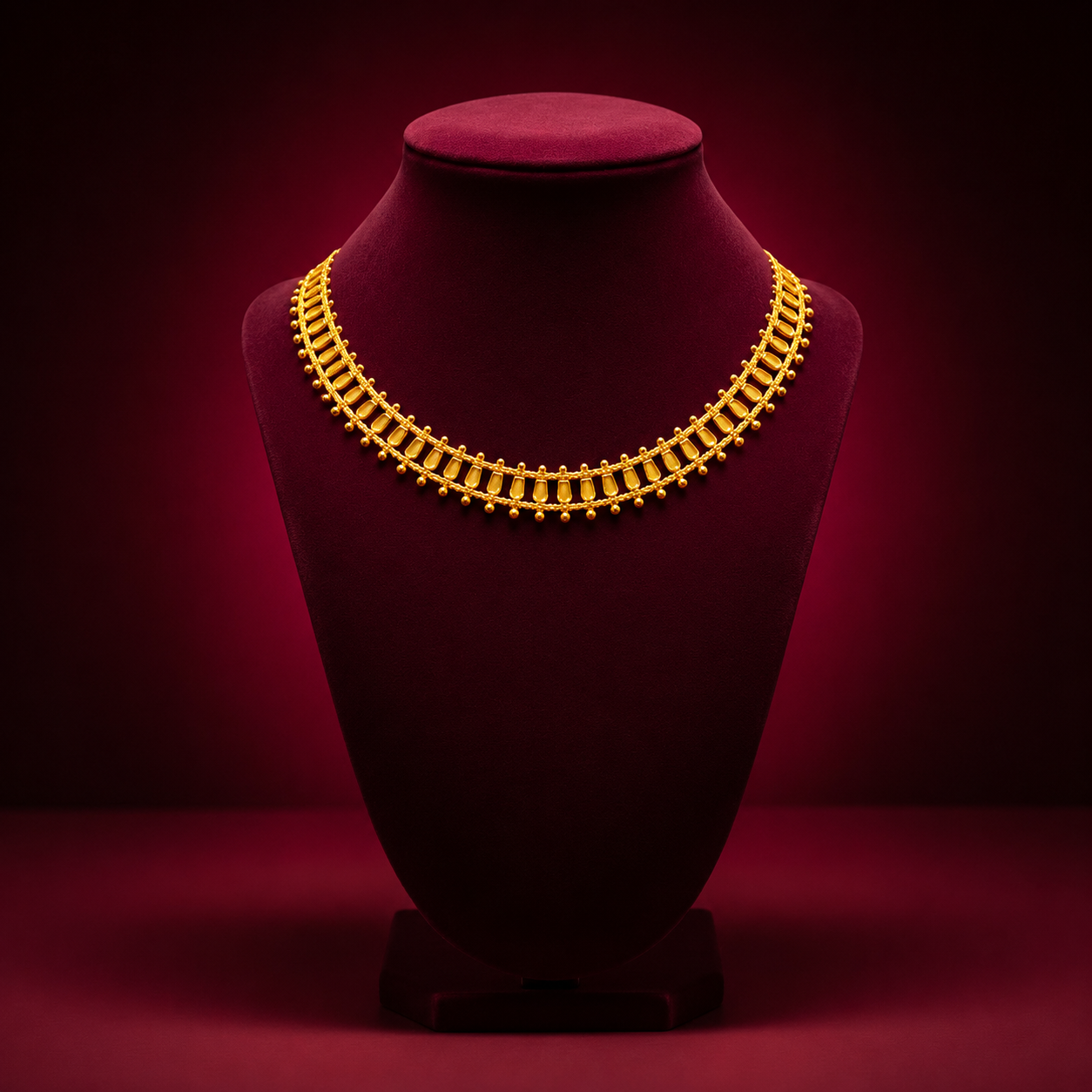 24K Gold-Plated - Bengali Traditional Necklace Set with Earrings