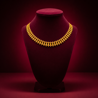 24K Gold-Plated - Bengali Traditional Necklace Set with Earrings