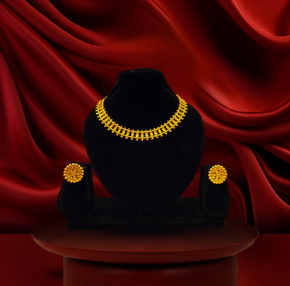 24K Gold-Plated - Bengali Traditional Necklace Set with Earrings