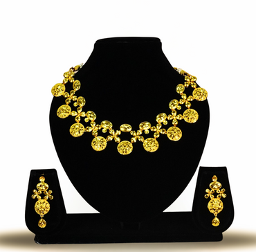 24K Gold-Plated - Coin Motif Exclusive  Necklace Set with Earrings