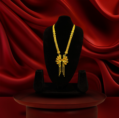 24K Gold-Plated - Traditional Butterfly Motif Belt Sita Haar Set with Tassel Earrings