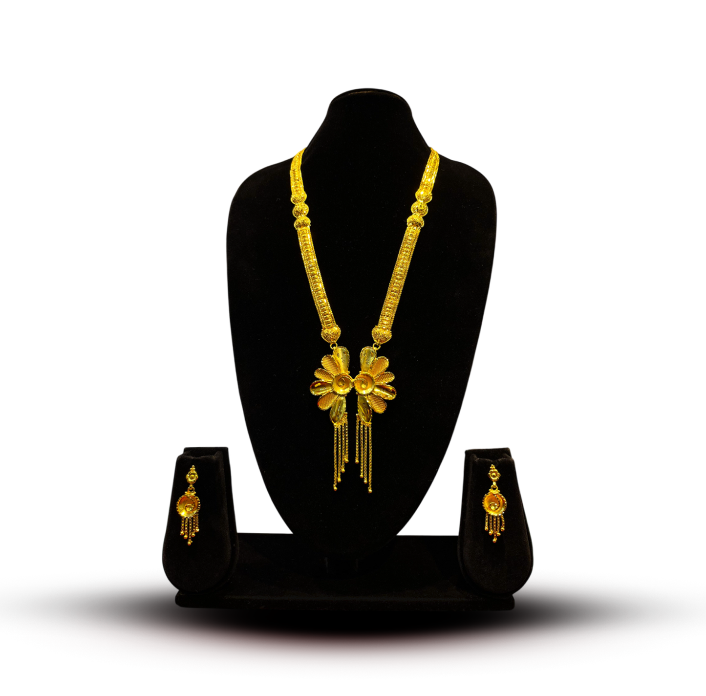 24K Gold-Plated - Traditional Butterfly Motif Belt Sita Haar Set with Tassel Earrings