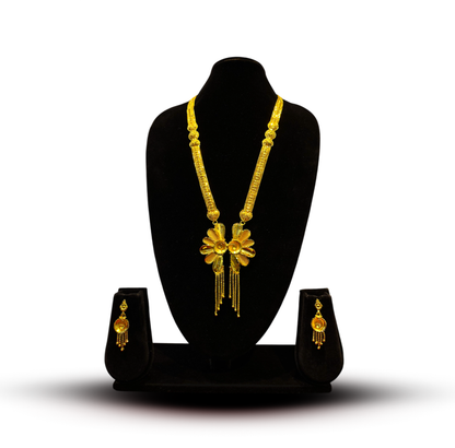 24K Gold-Plated - Traditional Butterfly Motif Belt Sita Haar Set with Tassel Earrings