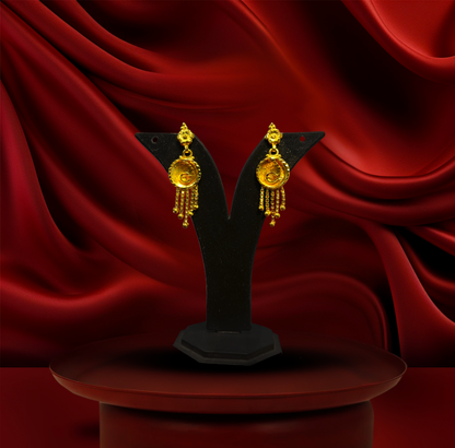 24K Gold-Plated - Traditional Butterfly Motif Belt Sita Haar Set with Tassel Earrings