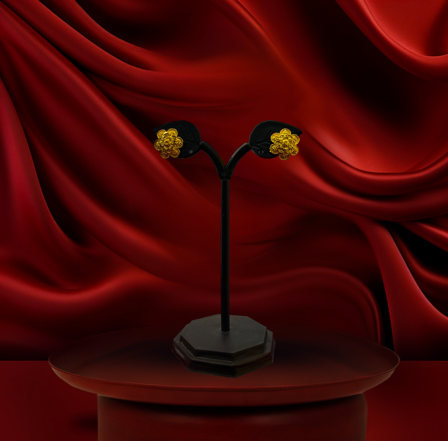 24K Gold-Plated - Floral Choker Set with Earrings