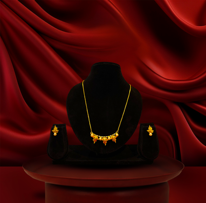 24K Gold-Plated - Royal Maple Pearl Necklace Set with Earrings