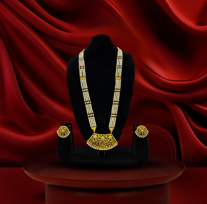 24K Gold-Plated - Maharani Heritage Pearl Necklace with Earring Set