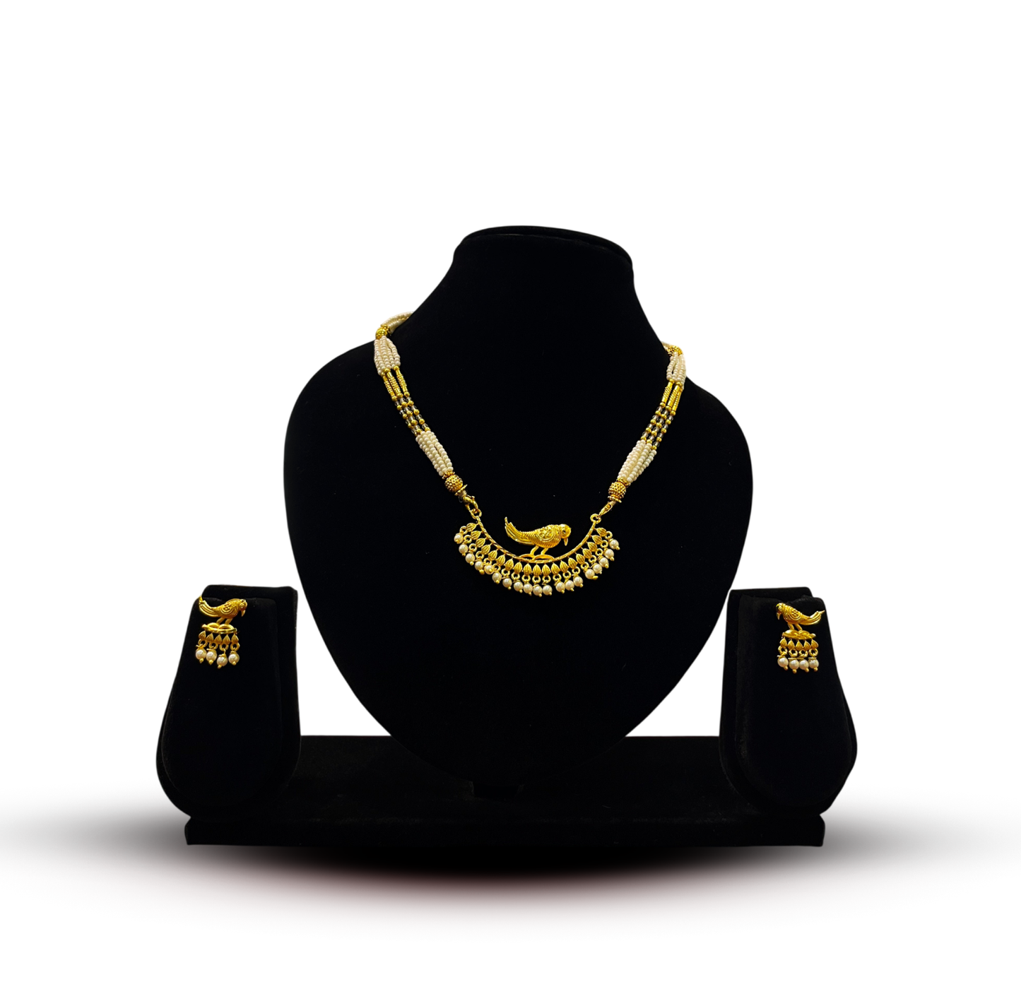 24K Gold-Plated - Elegant Bird Design Pendant with Earrings