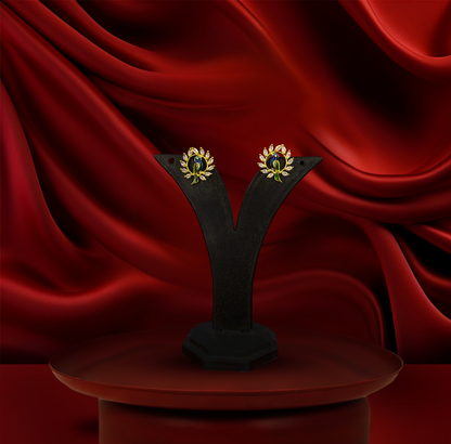 24K Gold-Plated - Bird Leaf Motif pendant Set with Matching Statement Earrings