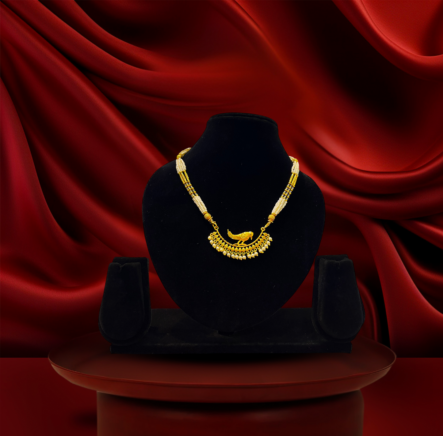 24K Gold-Plated - Elegant Bird Design Pendant with Earrings