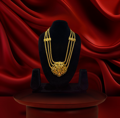 24K Gold-Plated - Mayer Sporsho Special Belt Haar Necklace Set with Matching Earrings