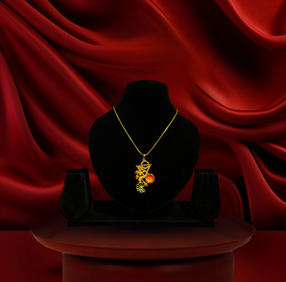 24K Gold-Plated - Multicolor Flower Pendant Necklace Set with Earrings