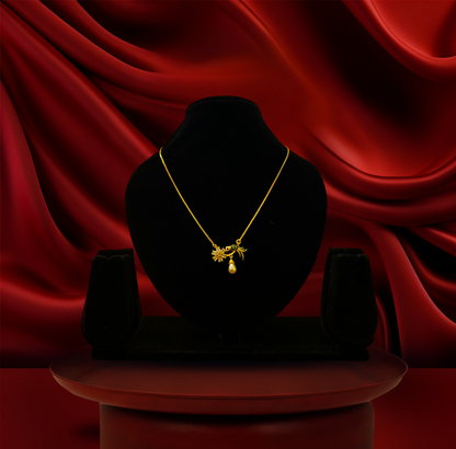 24K Gold-Plated - Floral Bird Pearl Drop Pendant Set with Earrings