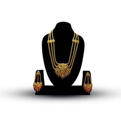 24K Gold-Plated - Mayer Sporsho Special Belt Haar Necklace Set with Matching Earrings