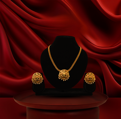 24K Gold-Plated -Classic Traditional Gold Necklace Set With Earrings