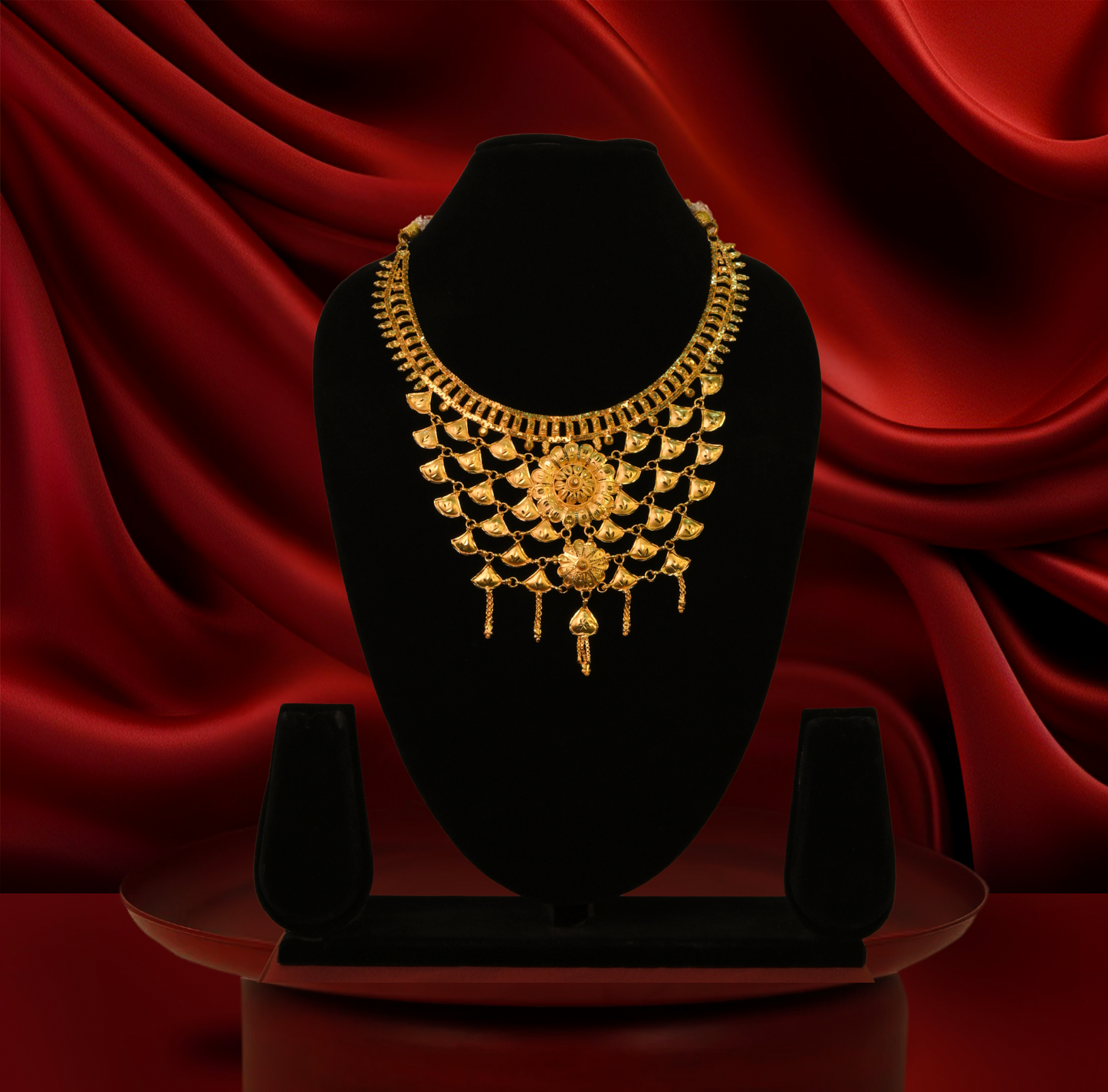 24K Gold-Plated - Golden Diva Bridal Necklace Set with Earrings