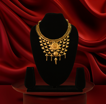 24K Gold-Plated - Golden Diva Bridal Necklace Set with Earrings
