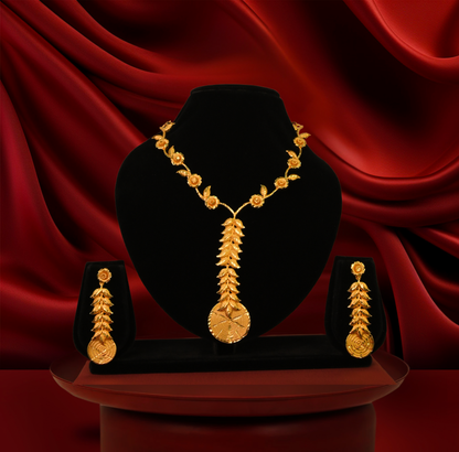 24K Gold-Plated - Kanak Lata Drop Necklace Set