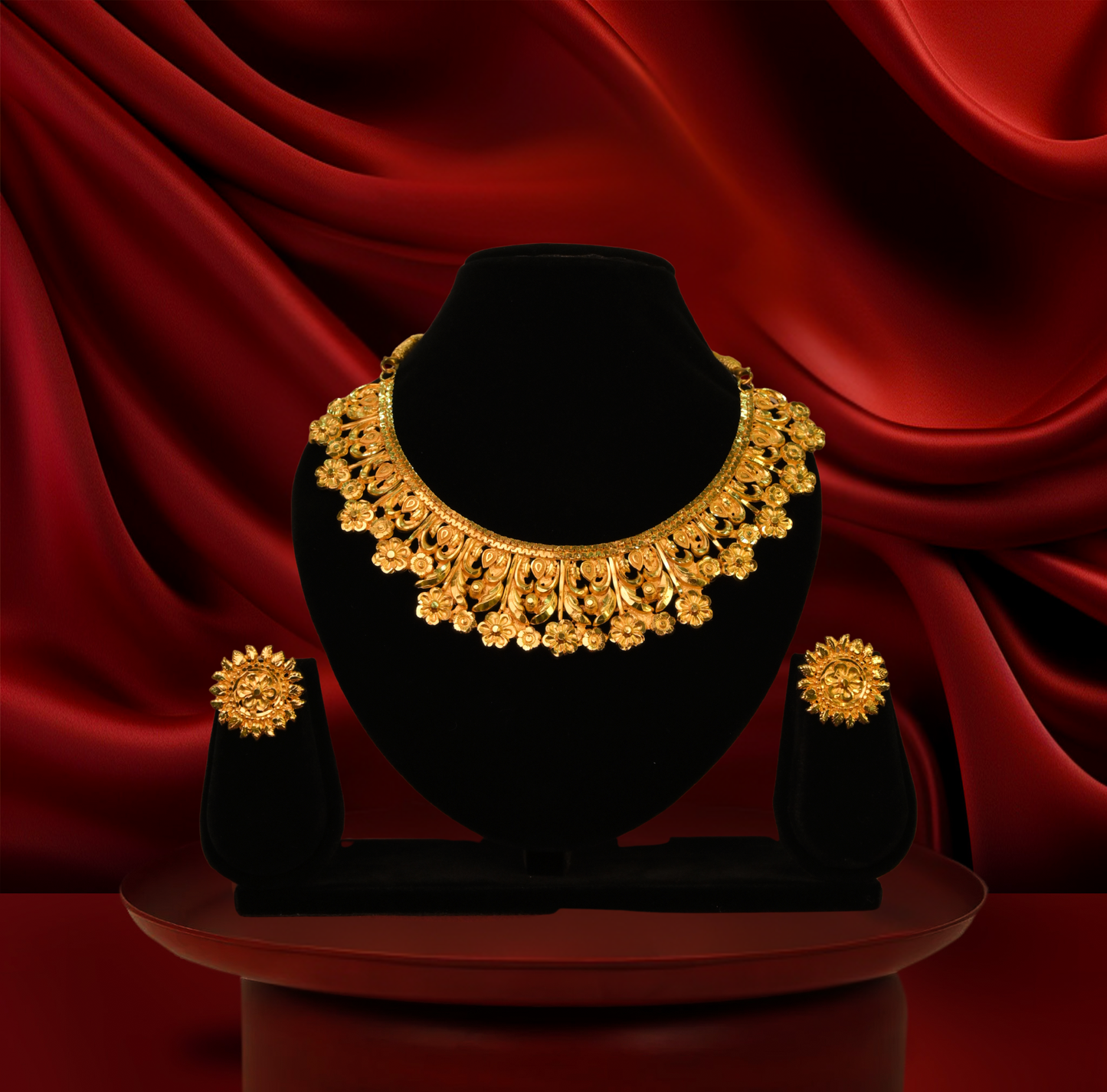 24K Gold-Plated Bridal Special Premium Floral Necklace Set with Floral Detailing & Matching Earrings (Copy)