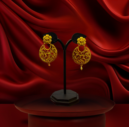 24K Gold-Plated - Floral Filigree Necklace Set with Earrings