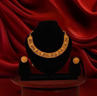 24K Gold-Plated - Traditional Nakshi Necklace Set with Earrings – Premium Costume Jewellery