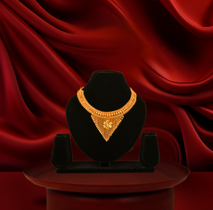 24K Gold-Plated -Royal Tri-Net Gold Plated Necklace Set