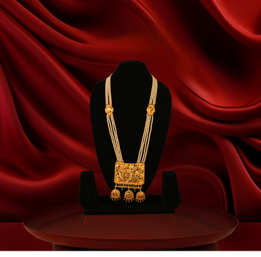 24K Gold-Plated -Traditional Pearl Panchlayer Necklace with Nakshi Pendant