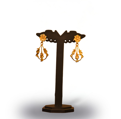 24K Gold-Traditional Triple-Layer Bird Motif lohori seTraditional Triple-t with Earrings