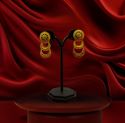 24K Gold-Plated - Antique Floral Statement Necklace Set with Earrings