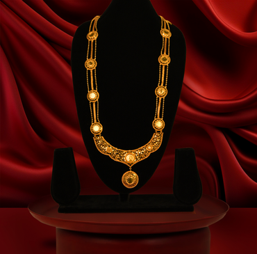 24K Gold-Plated -Regal Multi-Layer Guinea Pendant Set  With Earrings