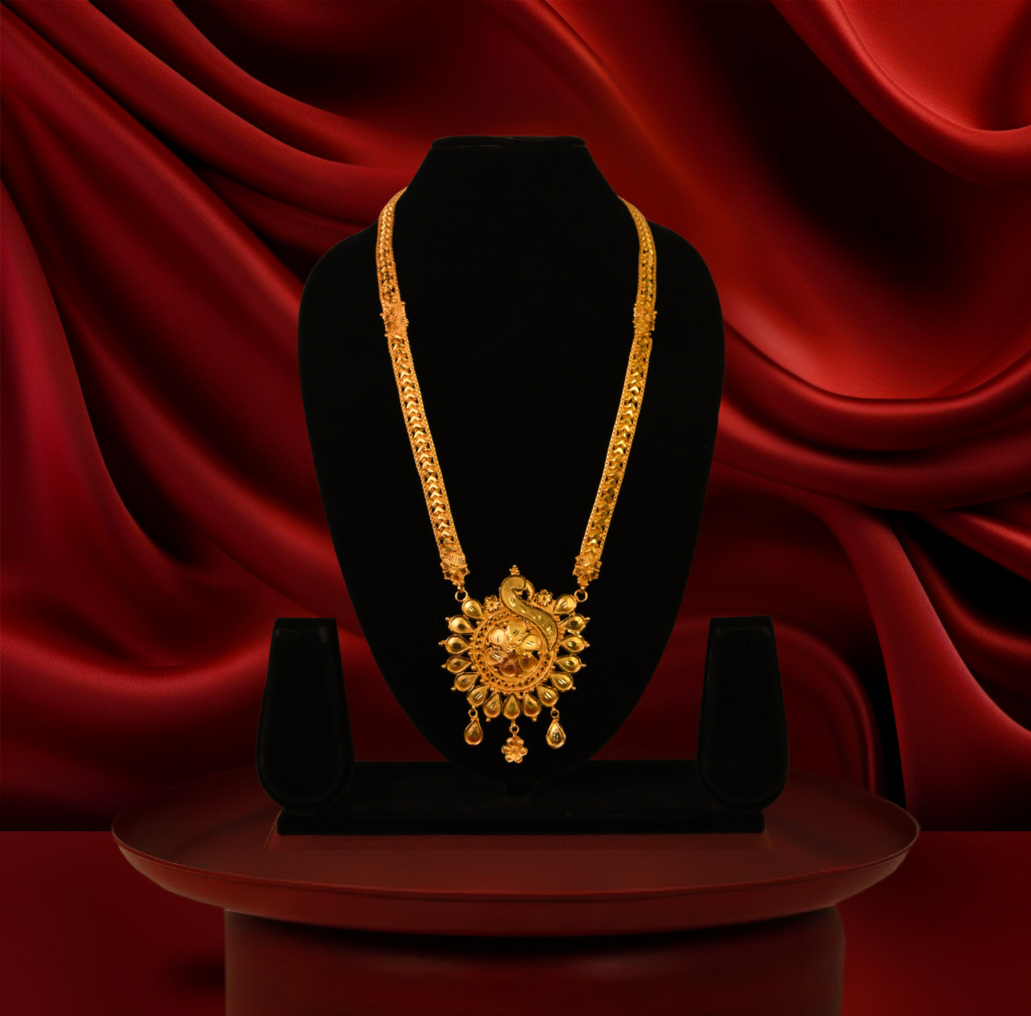 24K Gold-Plated - Maharanir Peacock Long Set with Earrings – Premium Costume Jewellery)