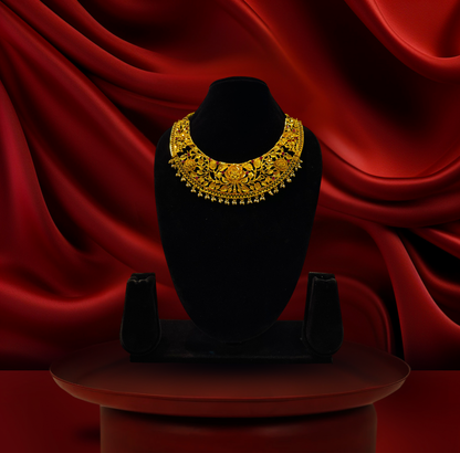 24K Gold-Plated - Rose Bloom Necklace Set with Earrings