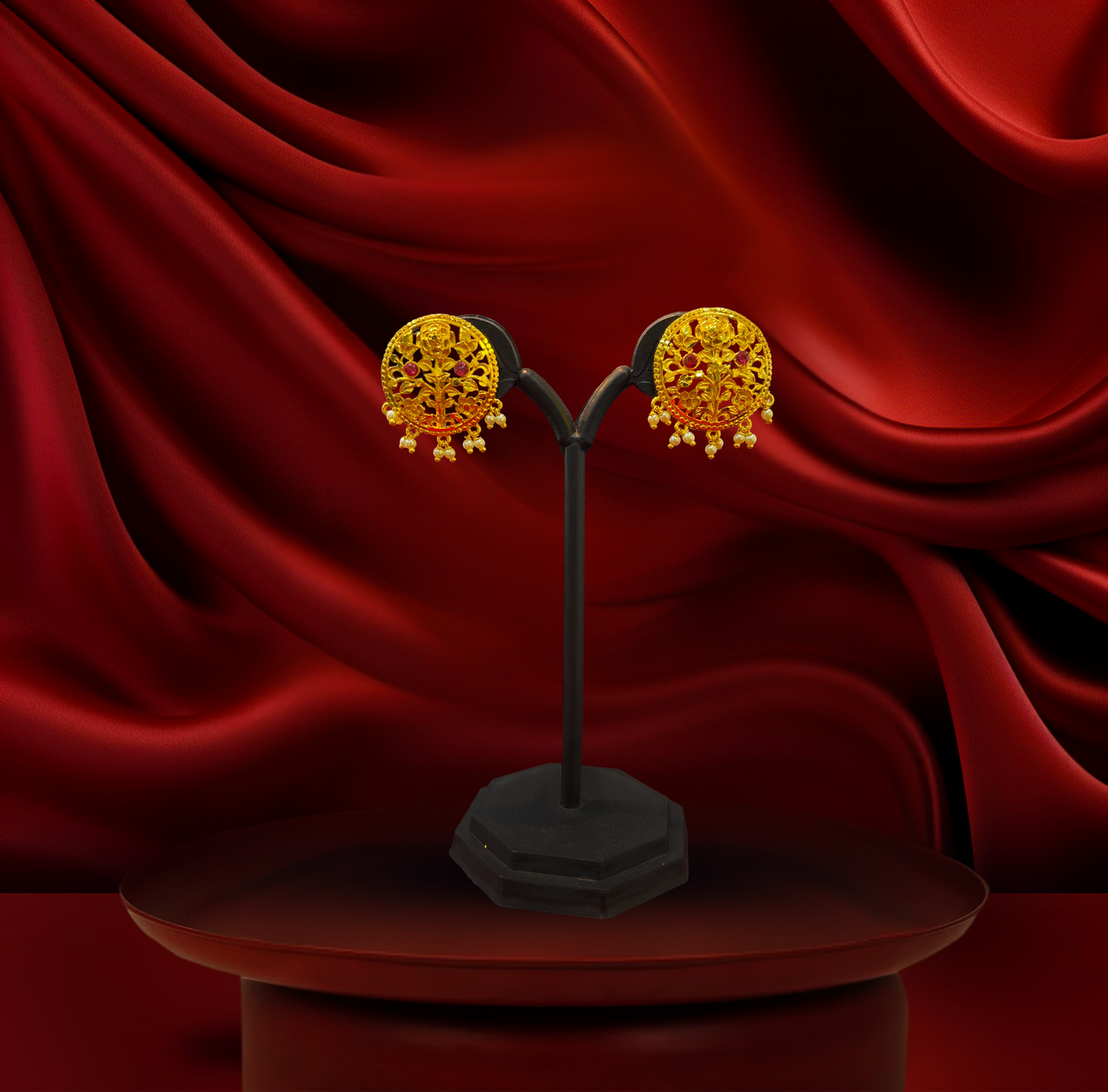 24K Gold-Plated - Rose Bloom Necklace Set with Earrings