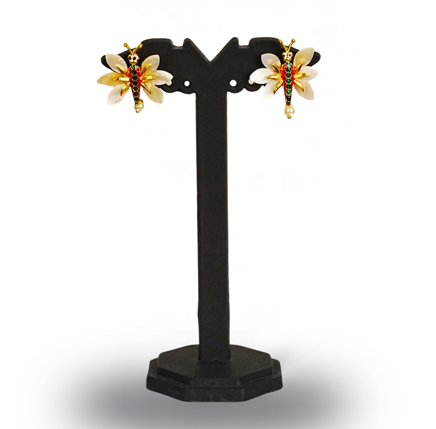 24KT Gold-Plated Butterfly Motif Pendant Set with Floral Earrings