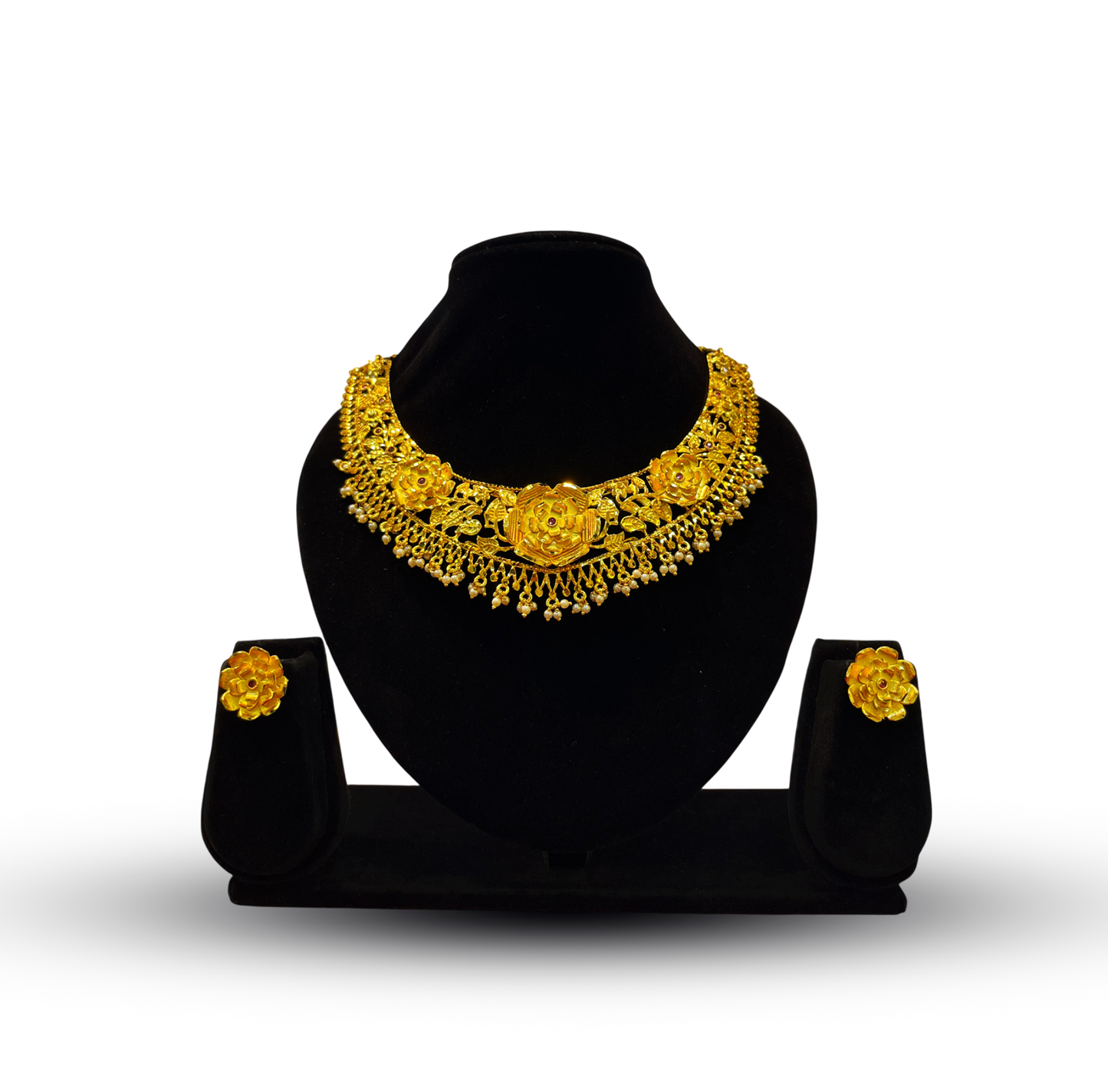 24K Gold-Plated - Golden Bloom Heritage Necklace Set with Earrings