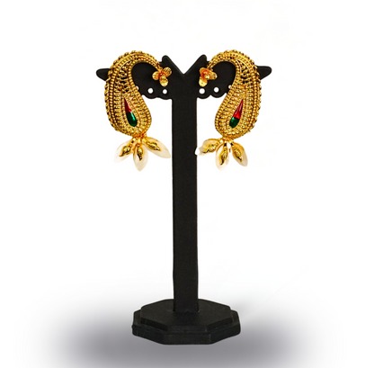 24K Gold-Plated Floral Blossom Shell Pendant Set with Earrings – Traditional Statement Jewelry