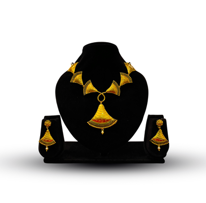 24K Gold-Plated - Kanak Valli Statement Necklace Set with Earrings
