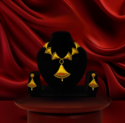 24K Gold-Plated - Kanak Valli Statement Necklace Set with Earrings