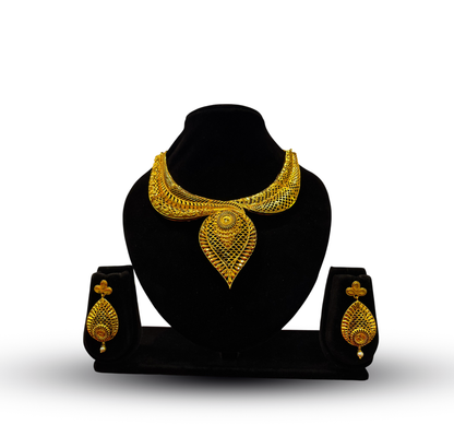 24K Gold-Plated - Mayurika Filigree Pendant Necklace Set with Earrings