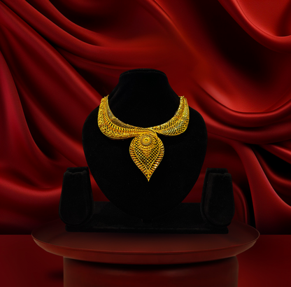 24K Gold-Plated - Mayurika Filigree Pendant Necklace Set with Earrings
