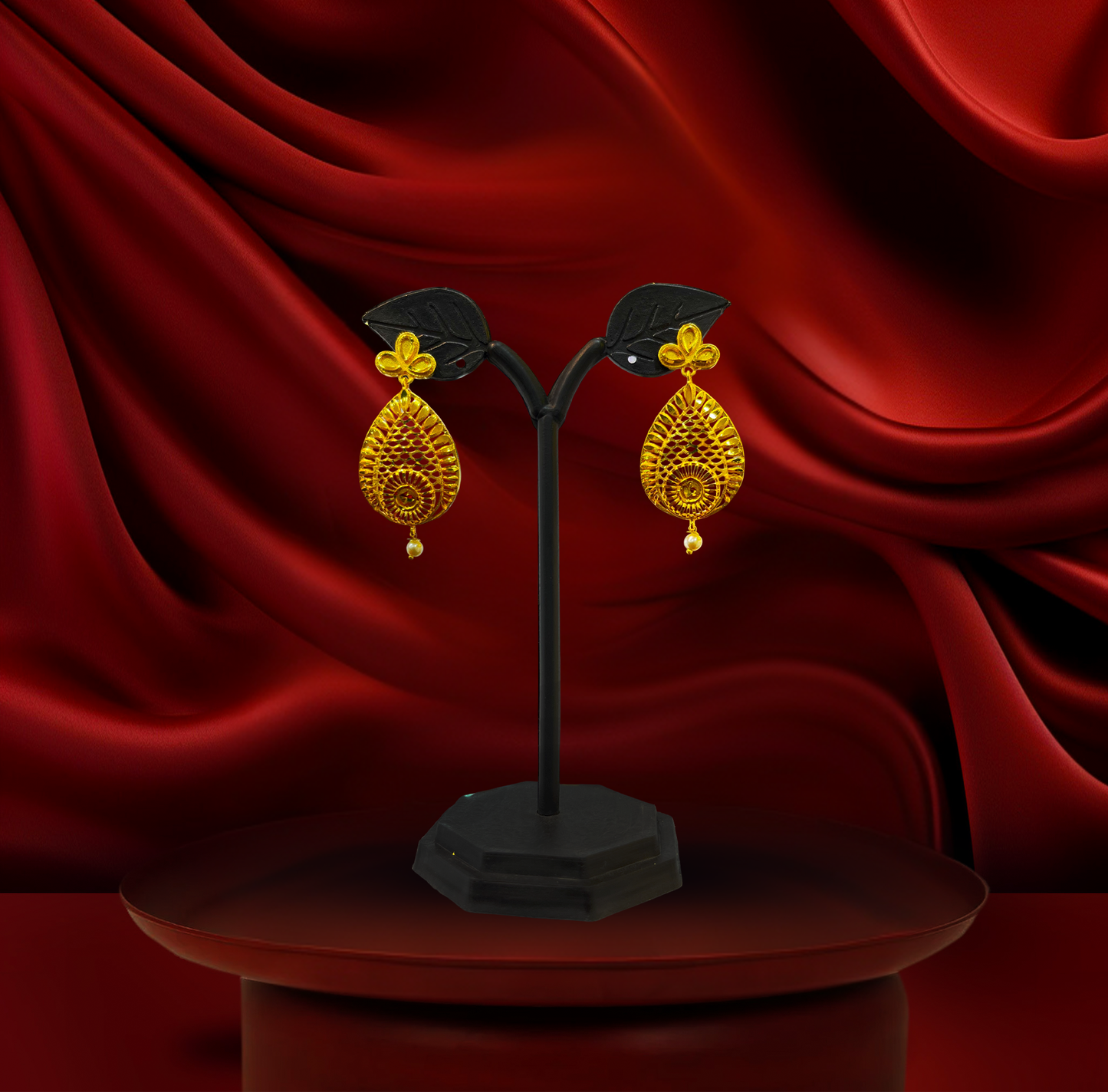 24K Gold-Plated - Mayurika Filigree Pendant Necklace Set with Earrings