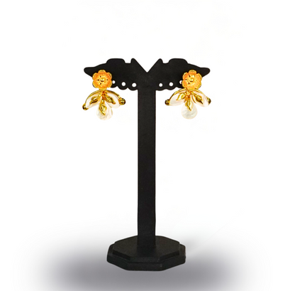 24K Gold-Plated Royal Crane Motif Pendant Set with Earrings