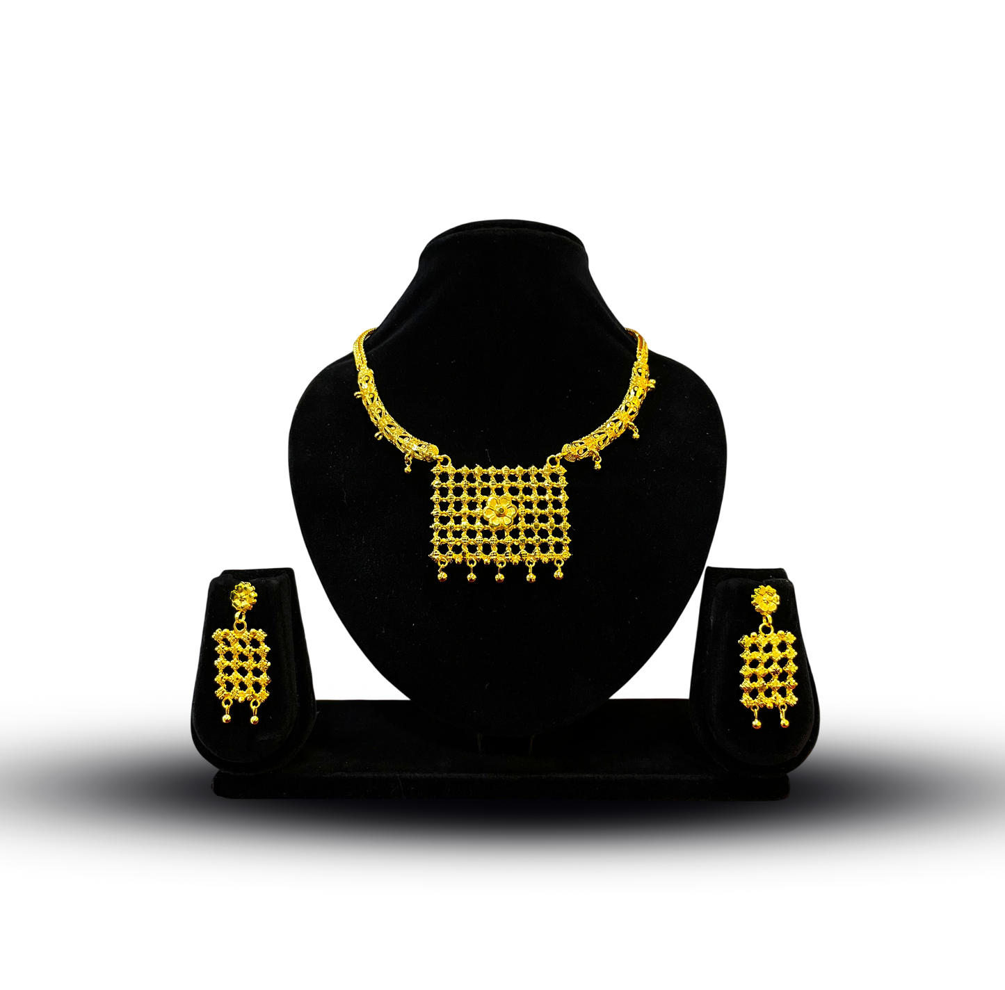 24K Gold-Plated - Floral Necklace Set with Earrings