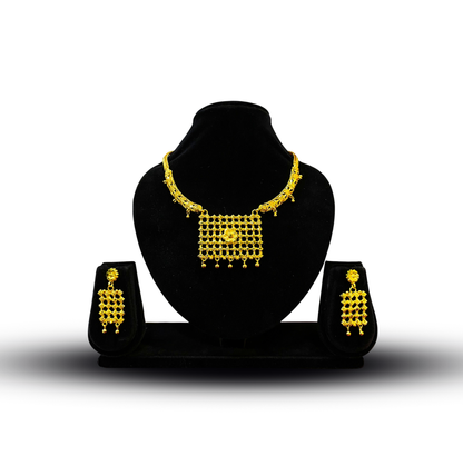 24K Gold-Plated - Floral Necklace Set with Earrings