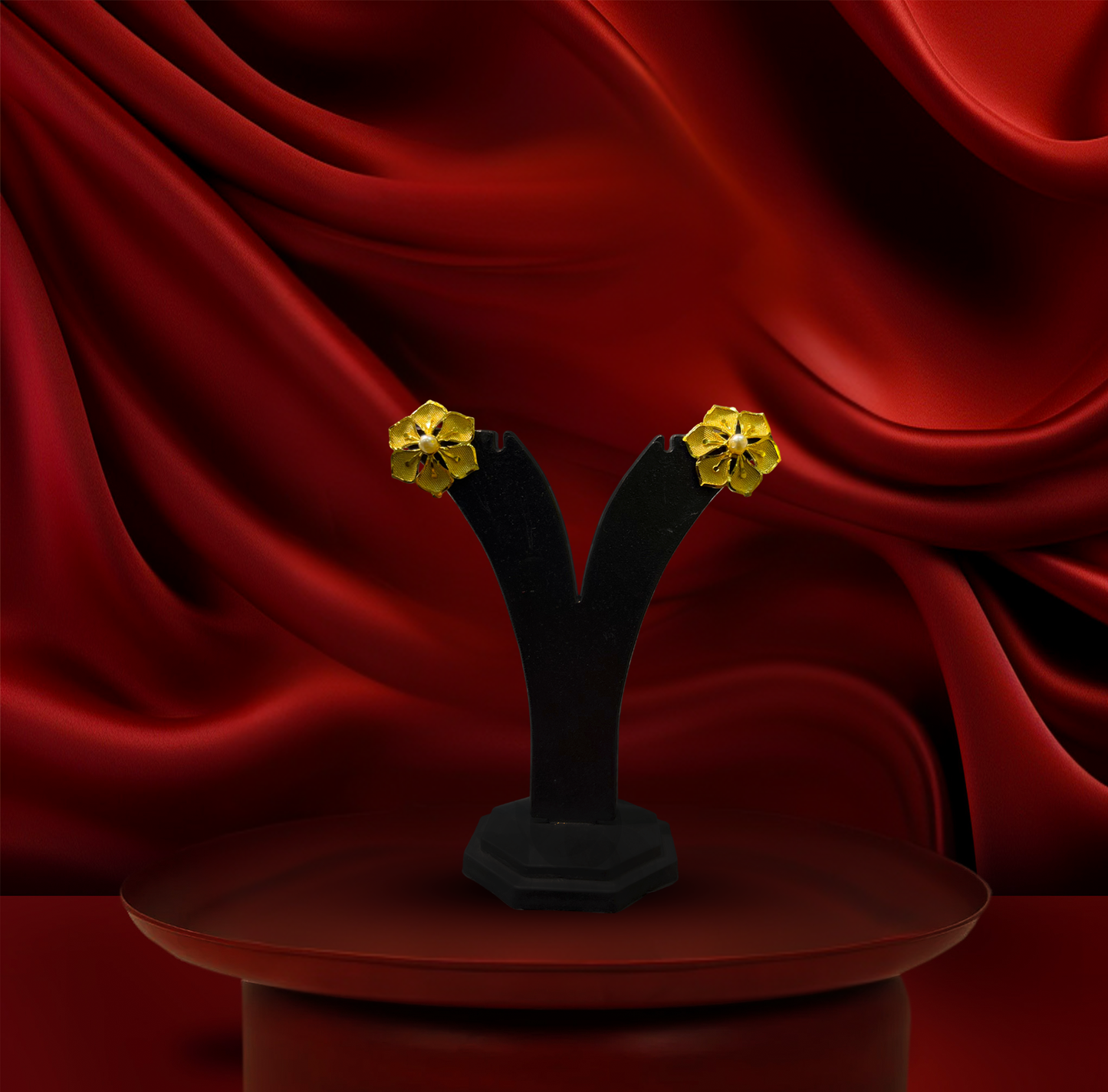 24K Gold-Plated - Elegant Petal Gold Choker & Earrings Set