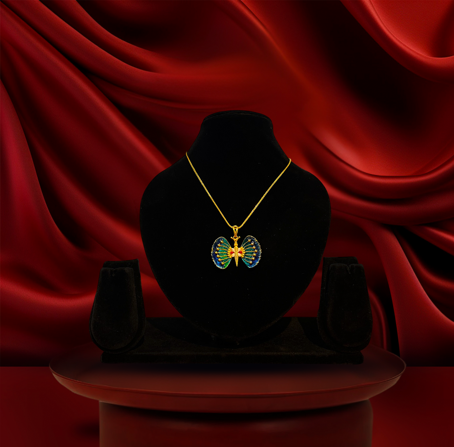 24K Gold-Plated - Elegant Butterfly Pendant Set with Earrings